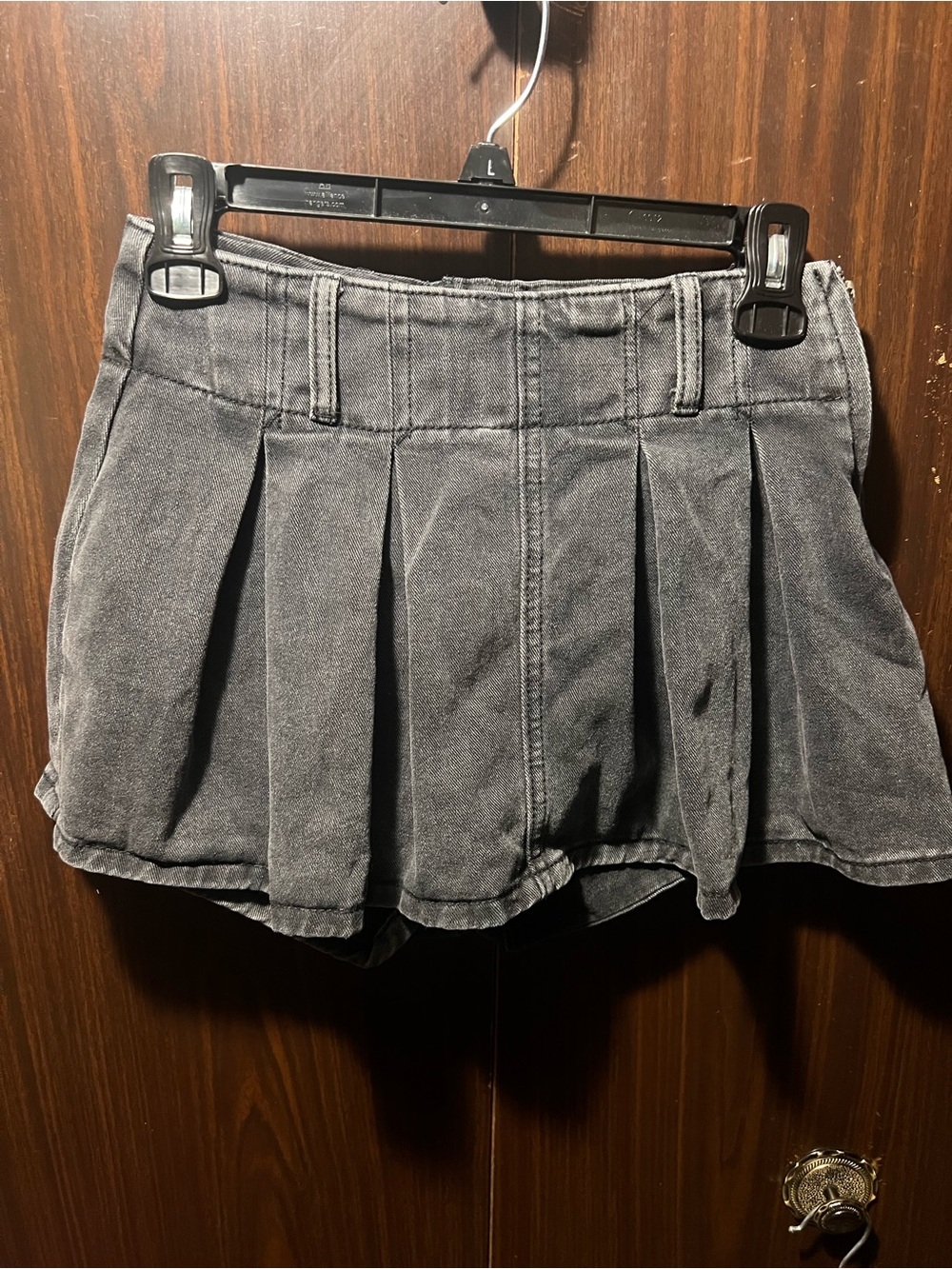 Altar'd State Pleated Denim Skort Size XS Black  Wash  $64 Side Zip Y2K Mini